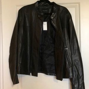 Men’s banana republic leather coat NWT